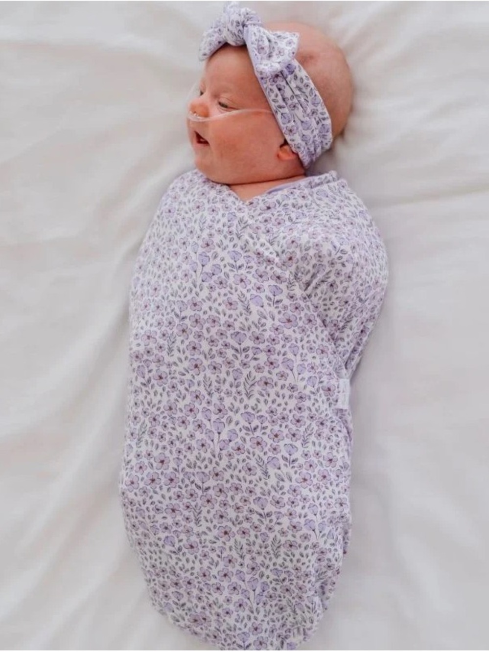 Soft Lavender Floral Baby Swaddle
